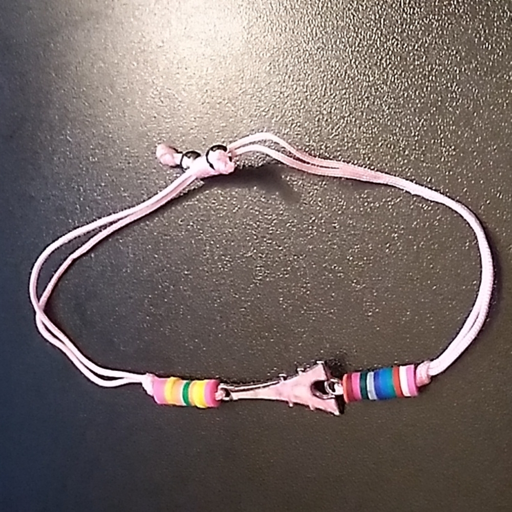 BBTO Gorgeous Eiffel Tower Bracelet w Pink Cording up to 10 inches - Picture 4 of 6